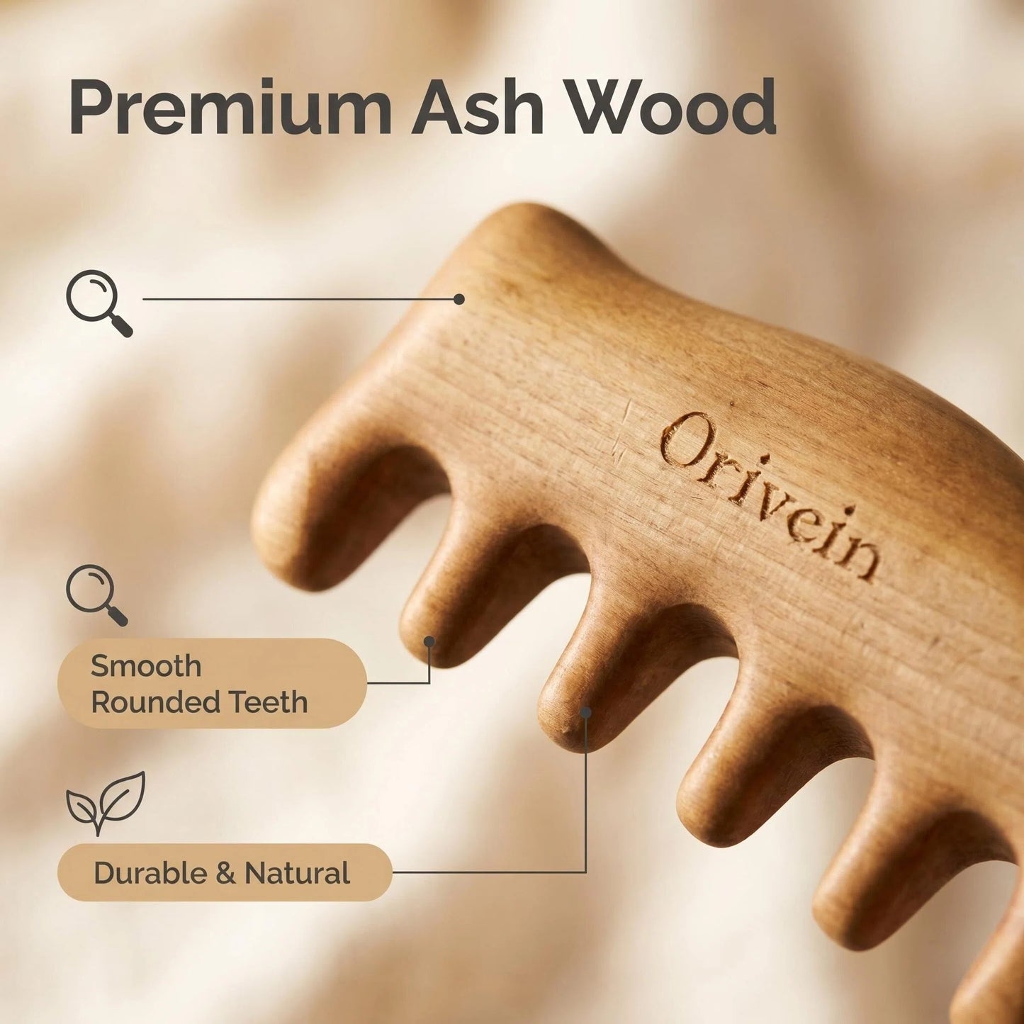 Ash Wood Wide-tooth Gua Sha Comb