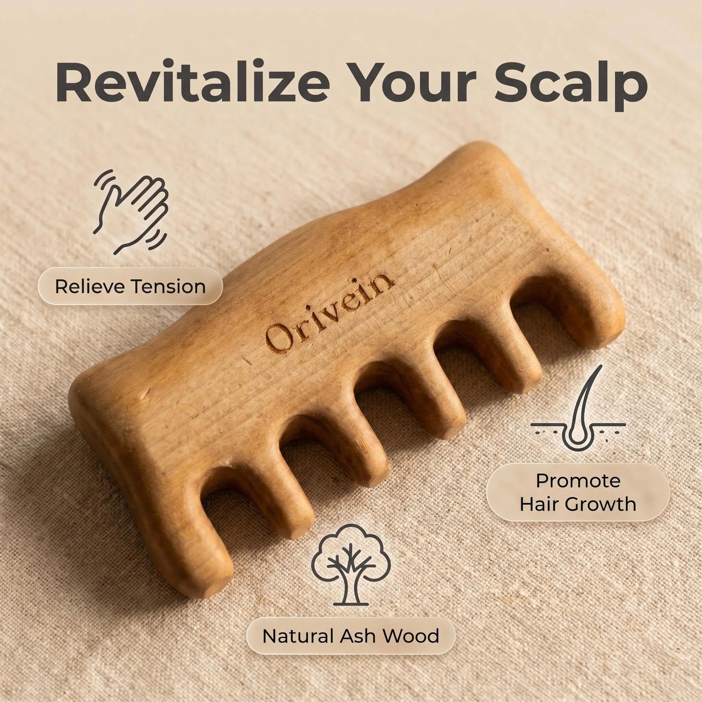Ash Wood Wide-tooth Gua Sha Comb